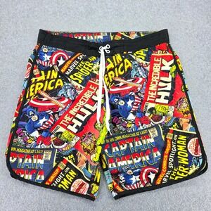 Marvel Comics Superhero Board Shorts Men's Large Captain America Hulk Spider-Man